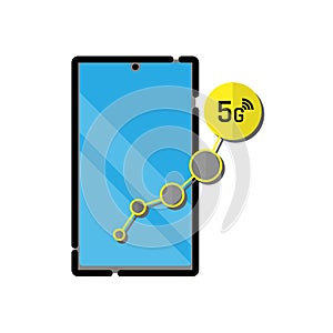 Smartphone 5g Network timeline flat vector design.