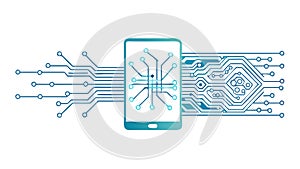 Smartphone with Abstract Circuitry Pattern, vector design Generative AI