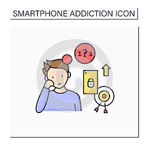 Smartphone addiction color icon