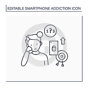 Smartphone addiction line icon