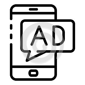 Smartphone adwork icon, outline style