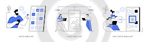 Smartphone application abstract concept vector illustrations.