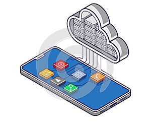 Smartphone applications are saved to the cloud server