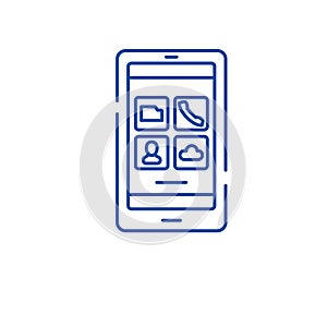 Smartphone apps line icon concept. Smartphone apps flat  vector symbol, sign, outline illustration.