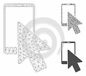 Smartphone Arrow Pointer Vector Mesh Wire Frame Model and Triangle Mosaic Icon