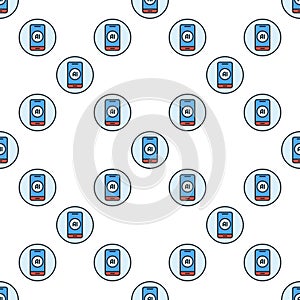 Smartphone with Artificial Intelligence vector Artificial Intelligence round colored seamless pattern