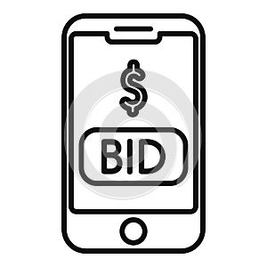 Smartphone auction bid icon outline vector. Bidder process