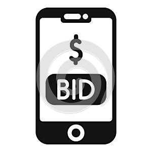 Smartphone auction bid icon simple vector. Bidder process