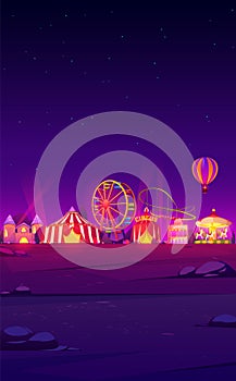 Smartphone background with night carnival funfair