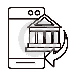 Smartphone bank transaction shopping or payment mobile banking line style icon