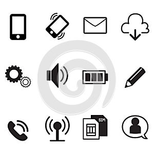 Smartphone basic app icons set
