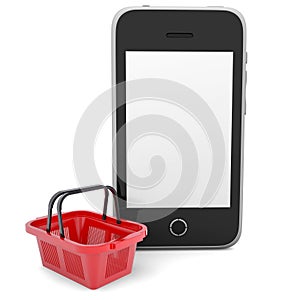 Smartphone and basket for purchasings