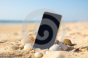 smartphone on the beach