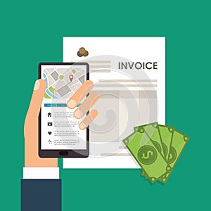 Smartphone bills document paymet financial item iconra