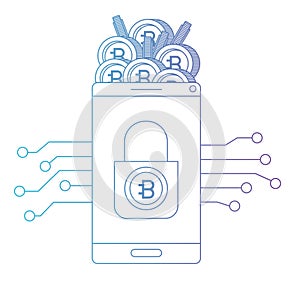 Smartphone with bitcoin commerce technology icon