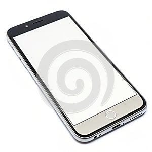 Smartphone with blank screen isolated on white background