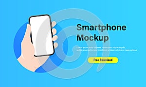Smartphone blank screen, phone mockup. Template for infographics or presentation UI design interface. Vector EPS 10. Isolated on
