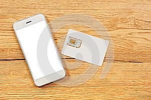 Smartphone with blank screen and SIM card