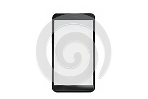 Smartphone with blank screen on white background. Smartphone mockup closed up on a white background.