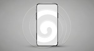 A smartphone with a blank, white