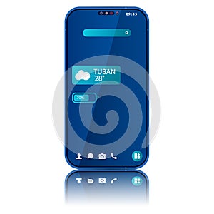 Smartphone blue home screen theme