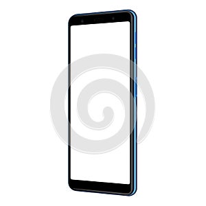 Smartphone Blue Mock Up With Blank Screen - Half Side View