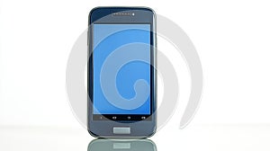 Smartphone, blue screen, studio, white background, mockup