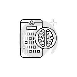 Smartphone brain code icon. Element of brain concept