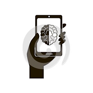 Smartphone and Brain Icon