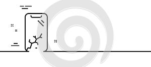 Smartphone broken line icon. Phone crash sign. Mobile device. Minimal line pattern banner. Vector