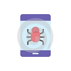 Smartphone bug cyber attack icon. Simple color vector elements of hacks icons for ui and ux, website or mobile application