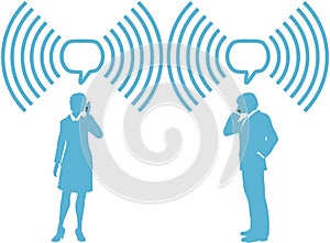 Smartphone business people connect wireless phones