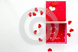 Smartphone with calendar at Valentine`s day date in gift box