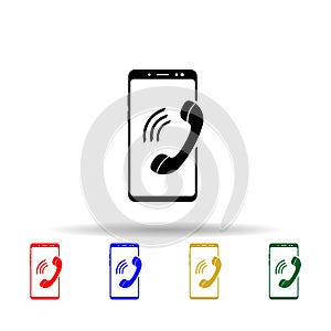 Smartphone, call, handset multi color style icon. Simple glyph, flat vector of mobile concept icons for ui and ux, website or