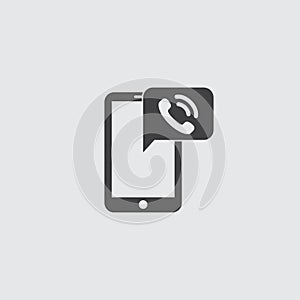 Smartphone with call icon in a flat design in black color. Vector illustration eps10