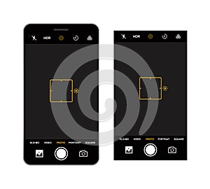 Smartphone camera viewfinder template. Camera recording. Vector illustration