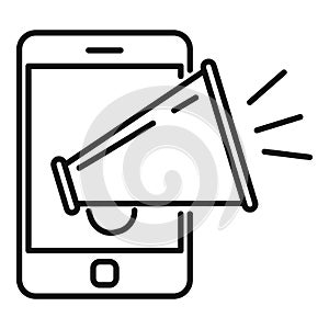 Smartphone campaign megaphone icon, outline style