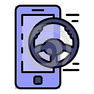 Smartphone car sharing icon color outline vector