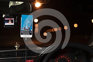 Smartphone in a car use for Maps and Navigators, Safety concept and technology