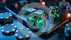 The Smartphone with Casino Dice.AI generated image