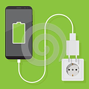 Smartphone charger adapter flat design vector illustration