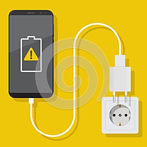 Smartphone charger adapter flat design vector illustration