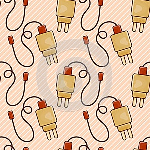 Smartphone charger seamless pattern vector illustration