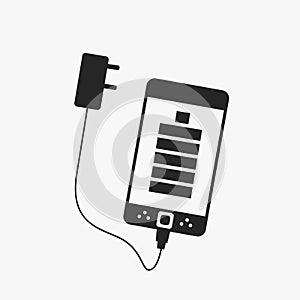 Smartphone charging battery flat icon