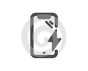 Smartphone charging icon. Phone charge sign. Mobile device. Vector