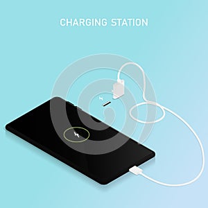 Smartphone charging station cable usb vector photo