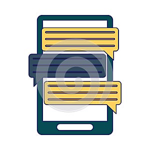 Smartphone chat bubbles symbol blue lines