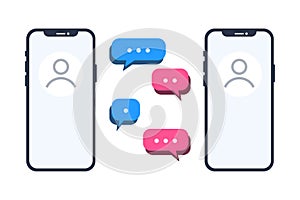 Smartphone chatting, sms, consulting, help, and communication interface concept. Conversation, social or media app. Chat dialogues