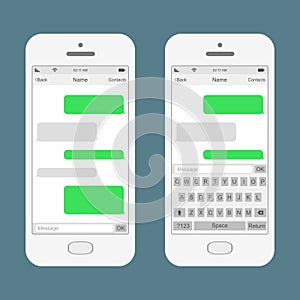 Smartphone chatting SMS Messages speech Bubbles. Vector Illustration