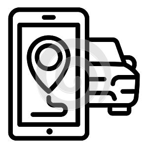 Smartphone city car sharing icon, outline style